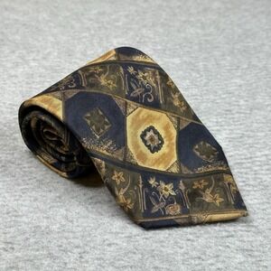 Structure "Le  Collezioni" Men's Vintage Gold Navy Geometric‎ Silk Tie USA